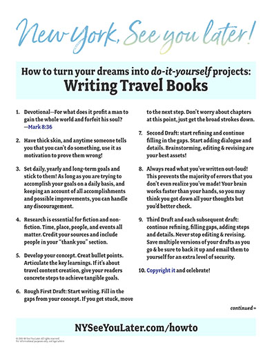 NY See You Later's How to turn your dreams into do-it-yourself projects: Writing Books