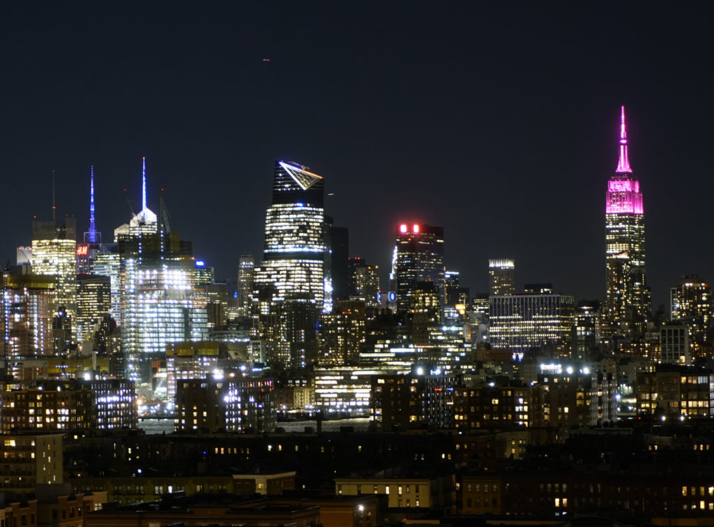 NYC skyline at night from NJ