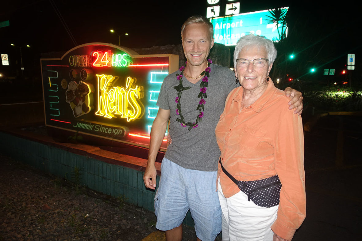 Dan and Aunt Fritzi by Ken's on The Big Island of Hawaii