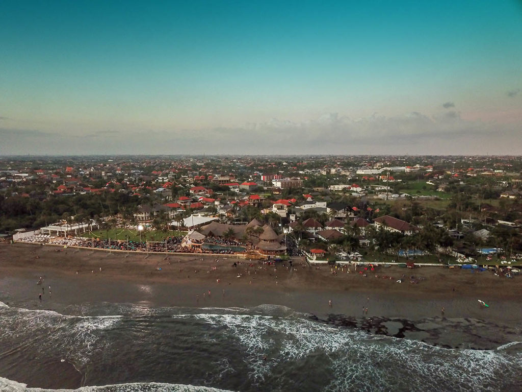 Drone photo of Canggu, Bali, Indonesia